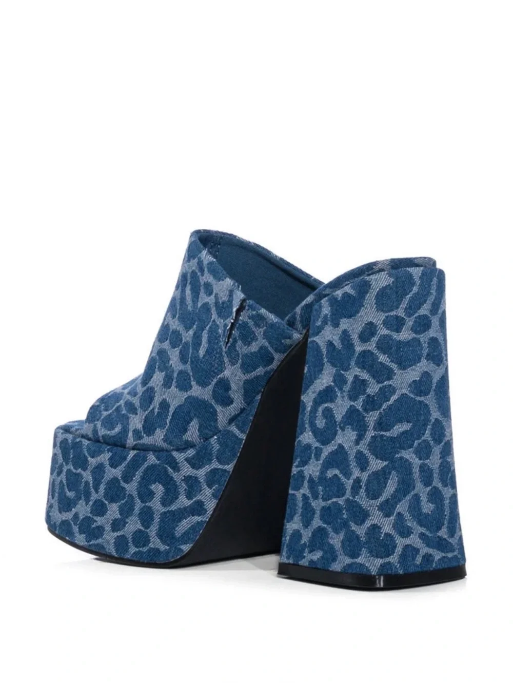 Azalea Wang Denim Leopard Platform Mule - Blue